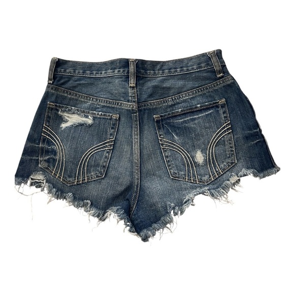 Hollister Blue Jean Shorts Distressed High-Waisted Sz 5/27,,#017 - Picture 2 of 2
